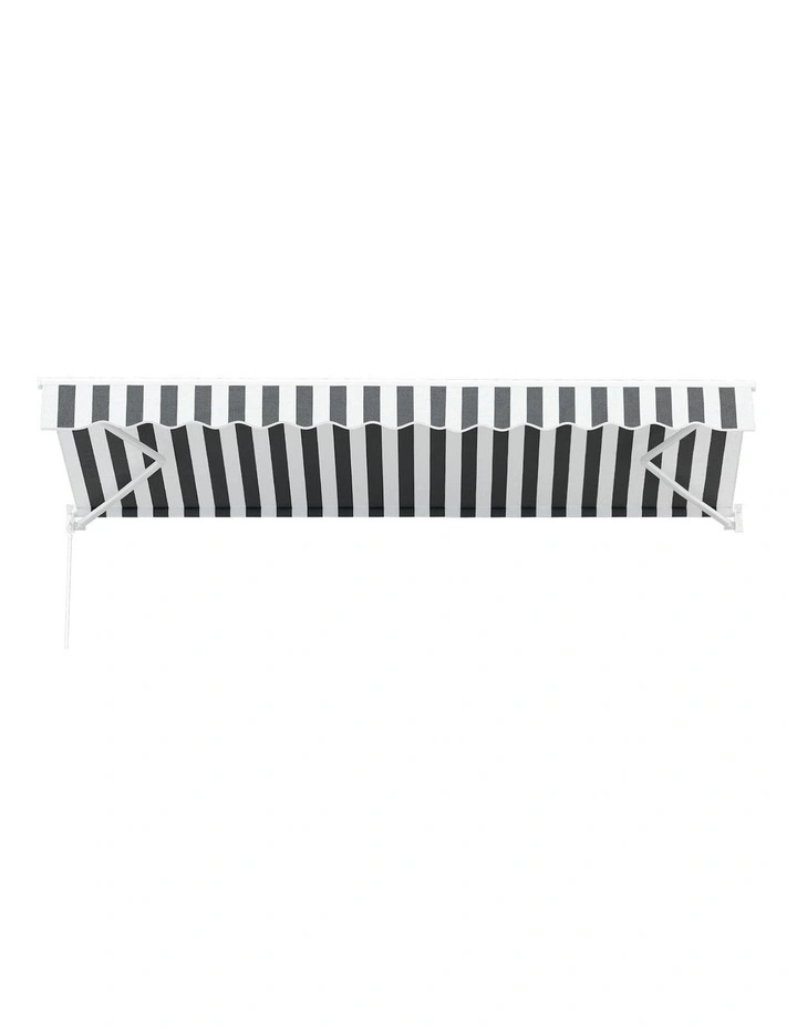 Instahut Retractable Folding Arm Awning Manual Sunshade 4.5Mx3M Grey White image 3