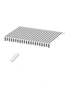 Instahut Retractable Folding Arm Awning Motorised Sunshade 4.5Mx3M Grey White