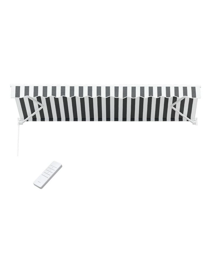 Instahut Retractable Folding Arm Awning Motorised Sunshade 4.5Mx3M Grey White image 2