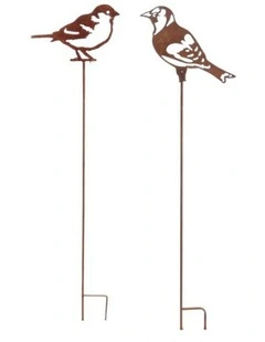 Willow & Silk S/2 Perched Bird Stake