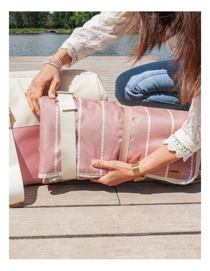 Monbento Waterproof Picnic Blanket for Outdoor Meals - Pink Moka image 4