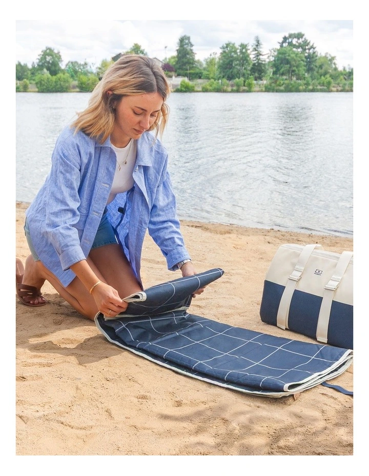 Monbento Waterproof Picnic Blanket for Outdoor Meals - Blue Natural image 4