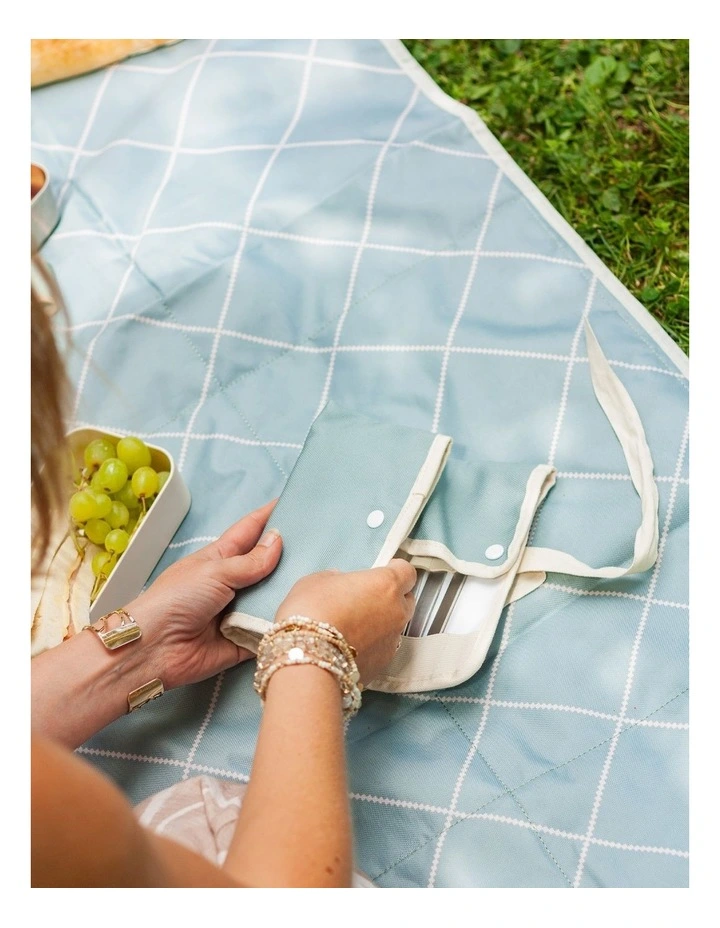 Monbento Waterproof Picnic Blanket for Outdoor Meals - Green Natural image 4