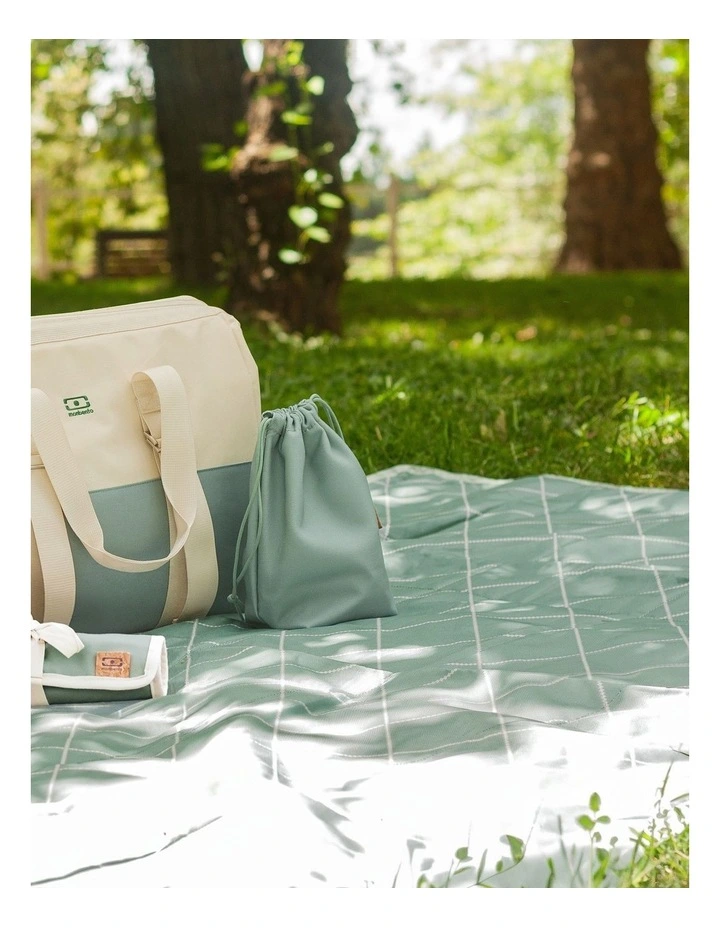 Monbento Waterproof Picnic Blanket for Outdoor Meals - Green Natural image 5