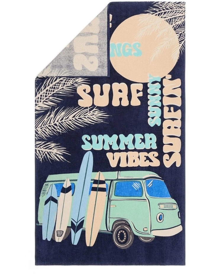 Decathlon - Beach towel size L 145 x 85 cm - print dark blue vibes image 1