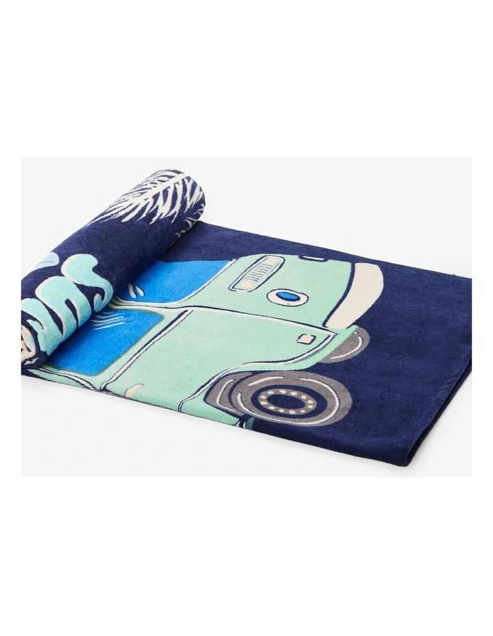 Decathlon - Beach towel size L 145 x 85 cm - print dark blue vibes image 2