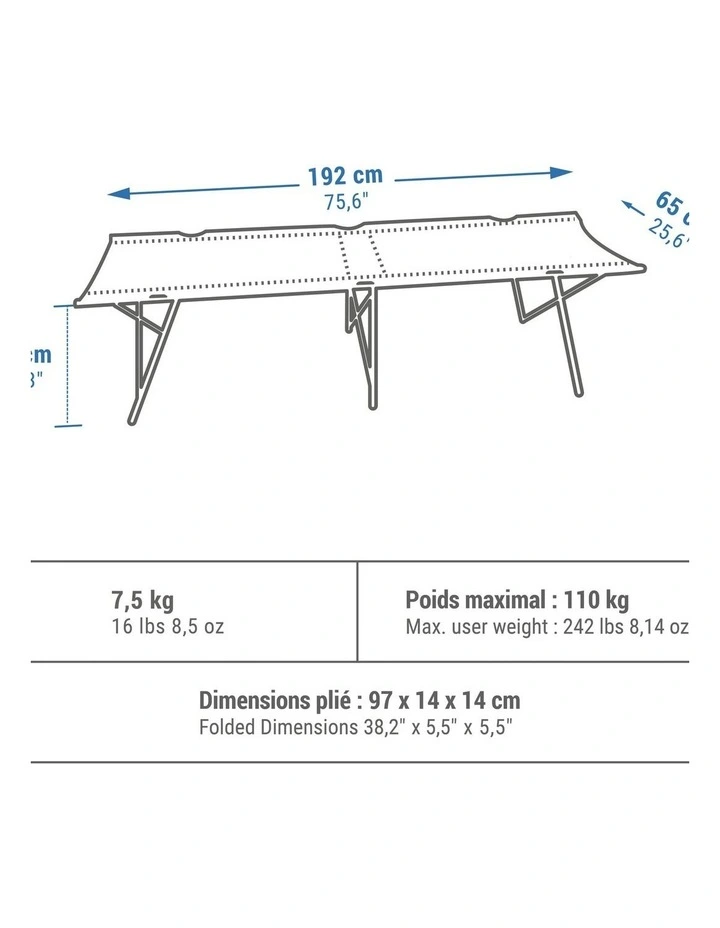 Decathlon - CAMP BED FOR CAMPING - CAMP BED SECOND 65 CM - 1 PERSON image 2