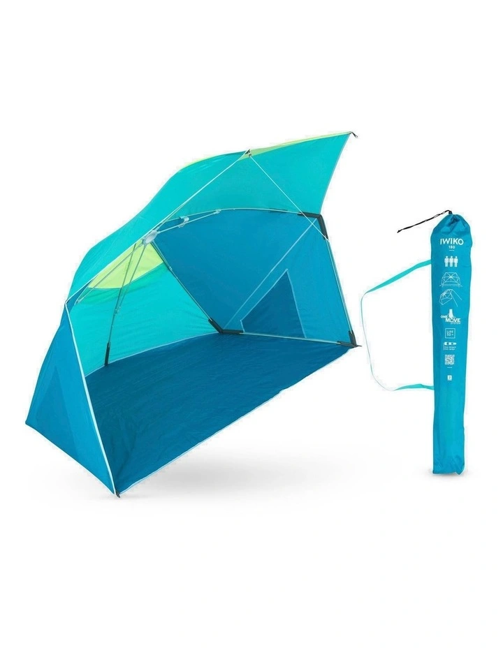 Decathlon - 3-person sun shelter beach parasol upf50 iwiko 180 - blue yellow image 1