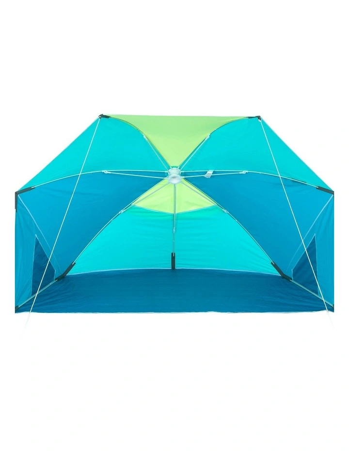 Decathlon - 3-person sun shelter beach parasol upf50 iwiko 180 - blue yellow image 5