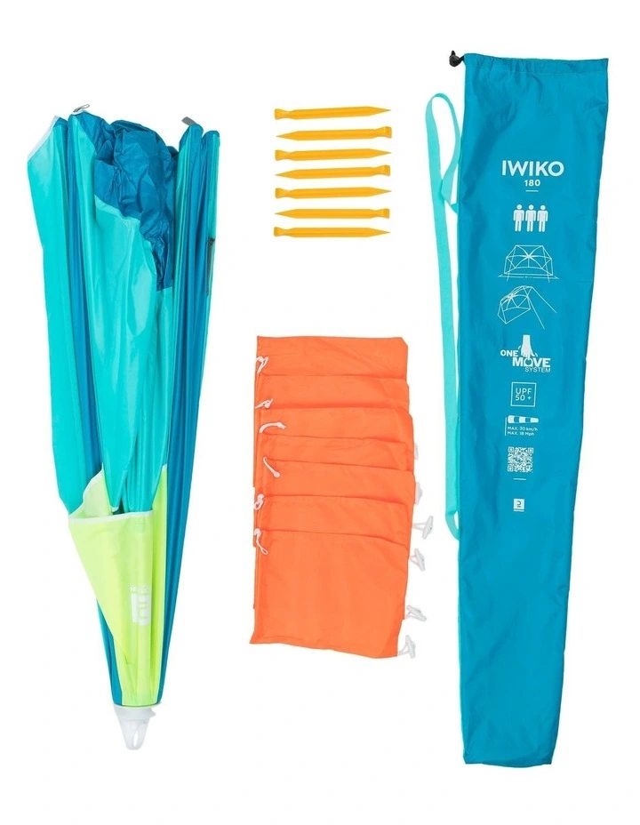 Decathlon - 3-person sun shelter beach parasol upf50 iwiko 180 - blue yellow image 6