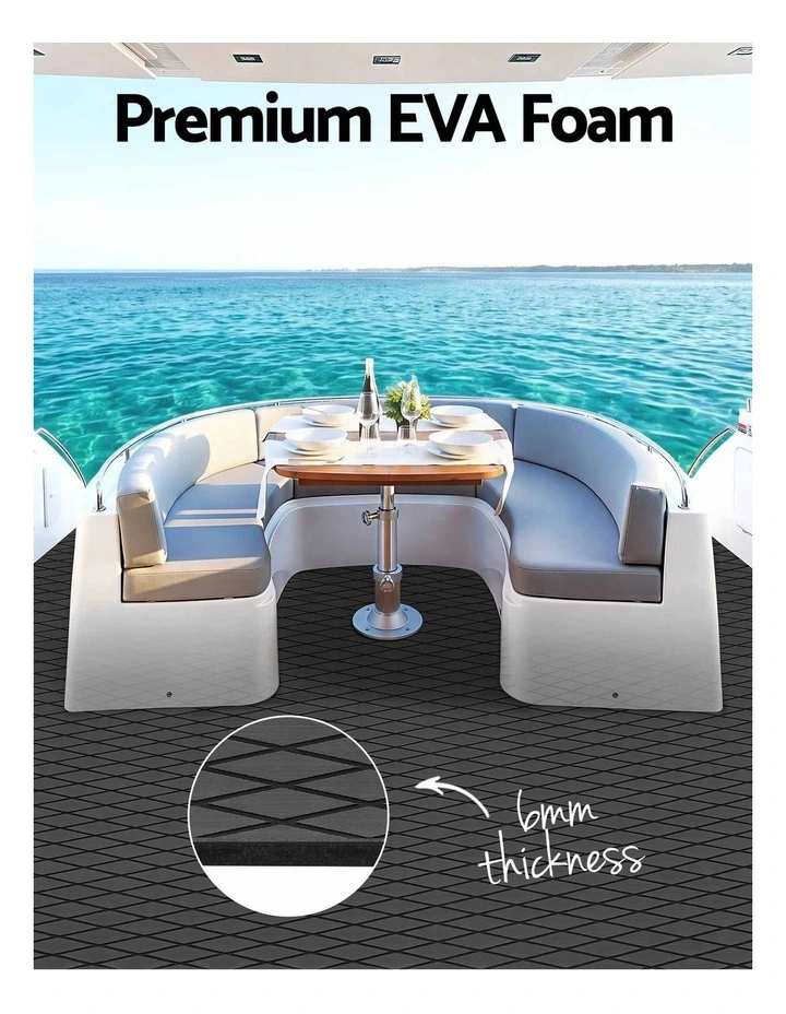 Seamanship EVA Foam Boat Flooring Deck Mat 240x90cm 6mm Diamond Dark Grey image 2
