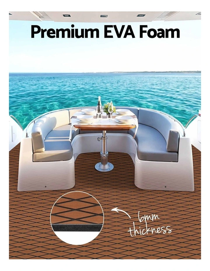 Seamanship EVA Foam Boat Flooring Decking Mat 240x90cm 6mm Diamond Brown image 2