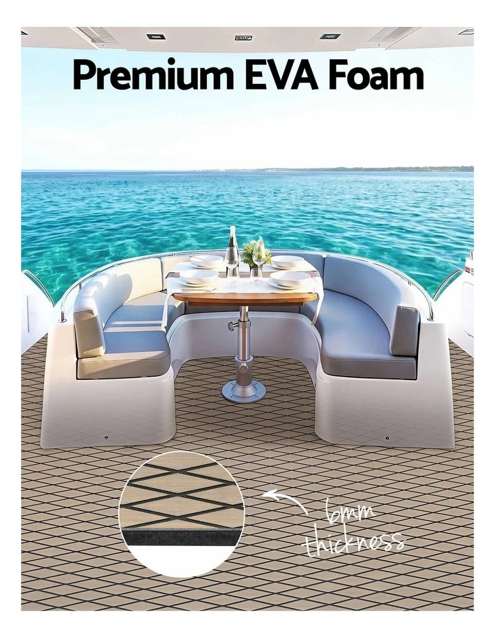 Seamanship EVA Foam Boat Flooring Decking Mat 240x90cm 6mm Diamond Taupe image 2
