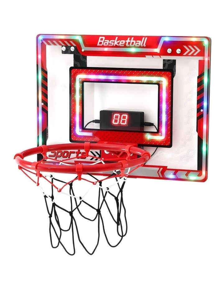 Everfit 2 in 1 Kids Basketball Hoop Adjustable Stand Over Door Scoreboard Red image 3