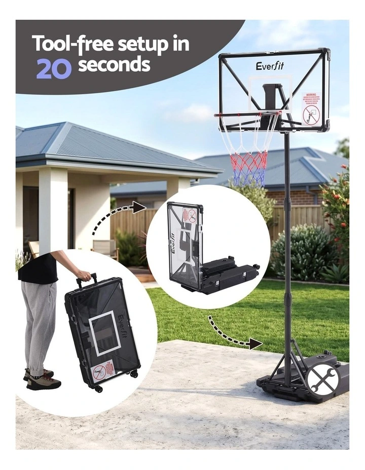 Everfit Foldable Portable Basketball Hoop System Adjustable Full Stand 2.07m image 4