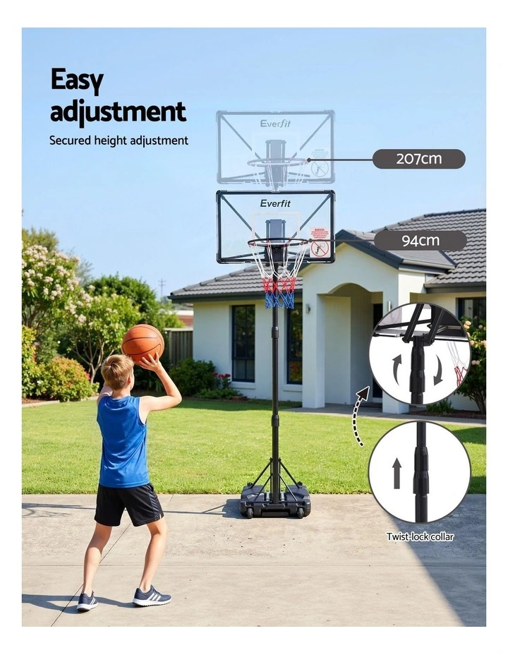 Everfit Foldable Portable Basketball Hoop System Adjustable Full Stand 2.07m image 5