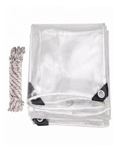420GSM Heavy Duty Clear PVC Tarpaulin Cloth 3X4M Transparent Tarp with Metal Grommets Weatherproof