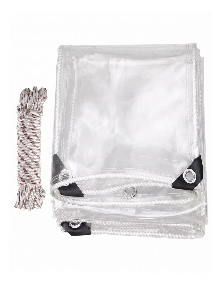 420GSM Heavy Duty Clear PVC Tarpaulin Cloth 3X4M Transparent Tarp with Metal Grommets Weatherproof image 1