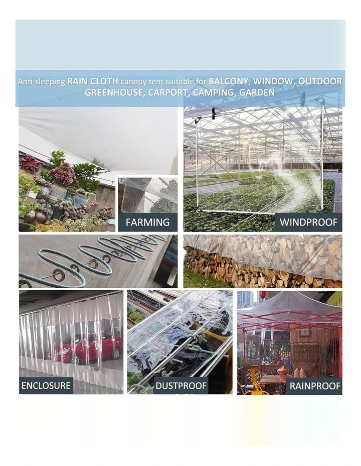 420GSM Heavy Duty Clear PVC Tarpaulin Cloth 3X4M Transparent Tarp with Metal Grommets Weatherproof image 3