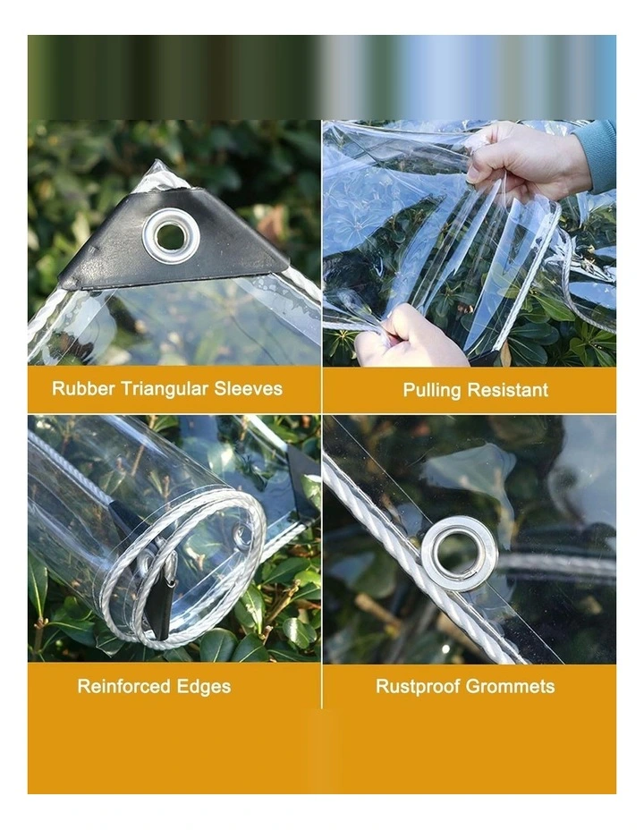 420GSM Heavy Duty Clear PVC Tarpaulin Cloth 3X4M Transparent Tarp with Metal Grommets Weatherproof image 4