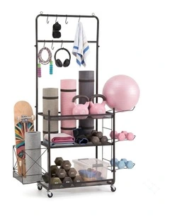 Everfit Yoga Mat Ball Storage Cart Multifunction Equipment Organizer Rack 145cm