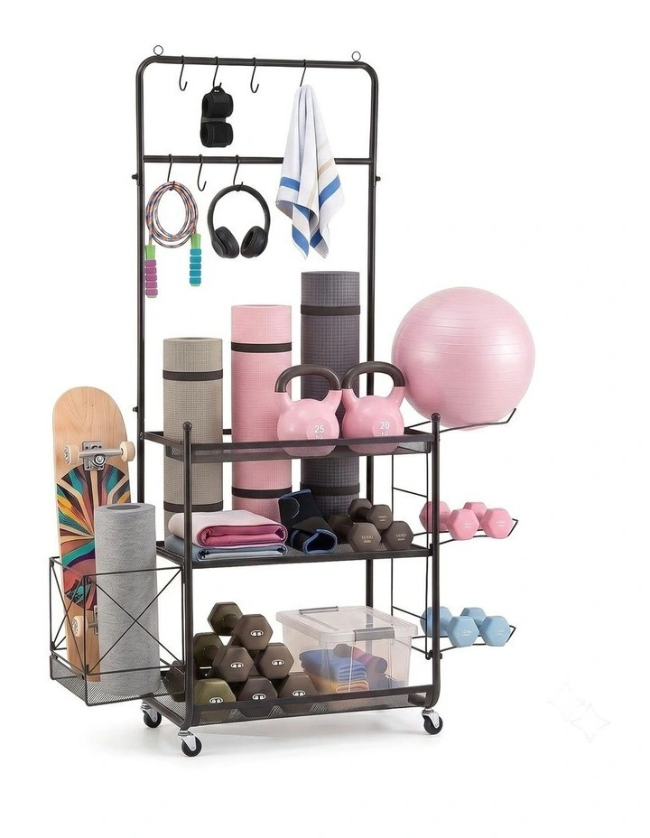 Everfit Yoga Mat Ball Storage Cart Multifunction Equipment Organizer Rack 145cm image 1