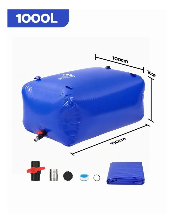 Weisshorn 1000L Water Bladder Bag Portable Storage Tank Container Blue Outdoor image 2