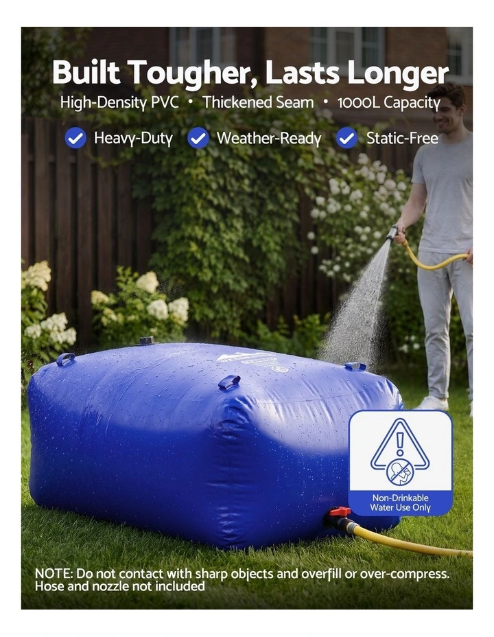 Weisshorn 1000L Water Bladder Bag Portable Storage Tank Container Blue Outdoor image 4