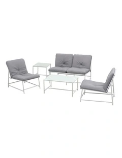Gardeon 5-Piece Outdoor Sofa Set with Cushions table and Chairs White