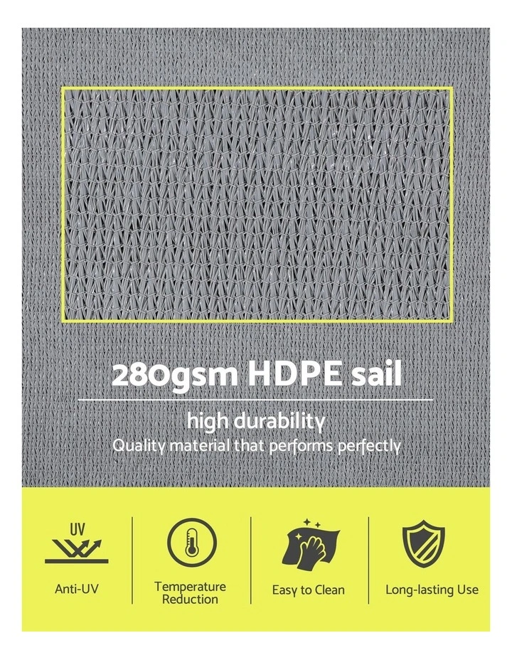 Instahut Sun Shade Sail Shadecloth Canopy Rectangle 280gsm 4x6m image 3
