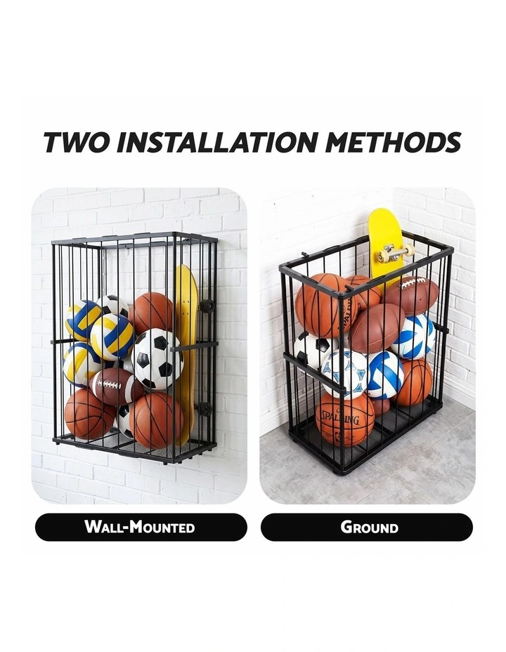 Everfit Ball Storage Rack Elastic Rope Ball Rack Wall Mounted & Floor Organizer image 5