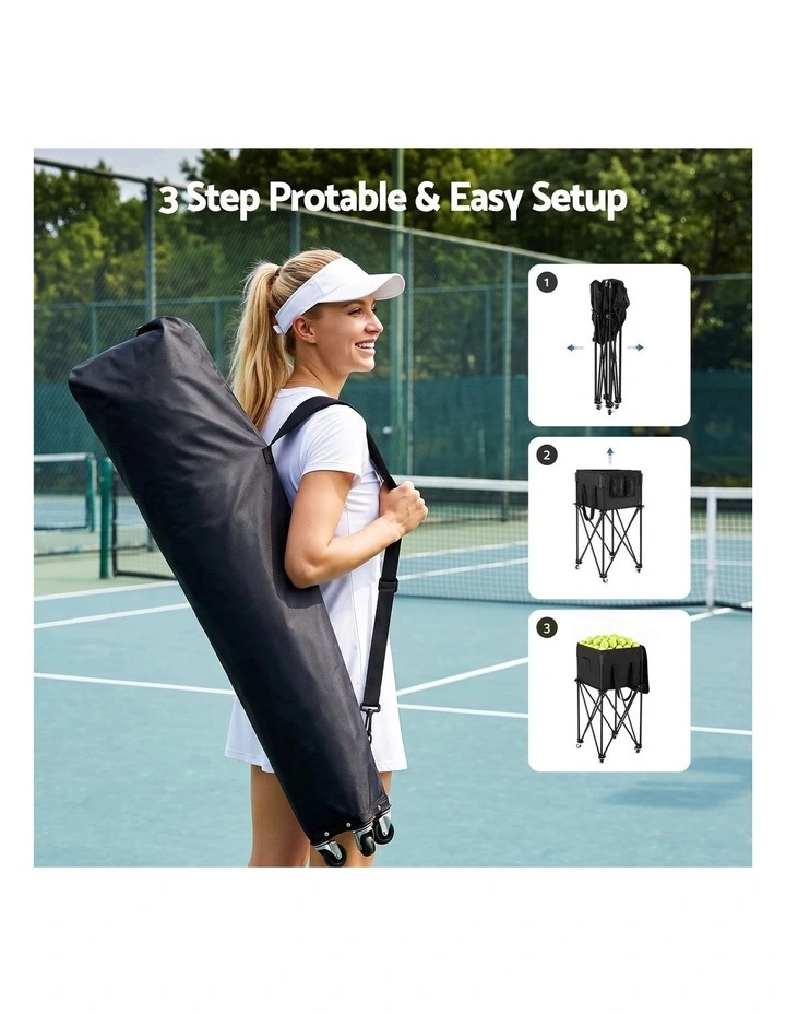 Everfit Foldable Tennis Hopper Stand with Wheels Holds Up to 150 Balls image 6