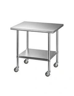 Cefito 914x762mm Stainless Steel Kitchen Bench w/ Splashback Work Table Prep Bench Commercial 430