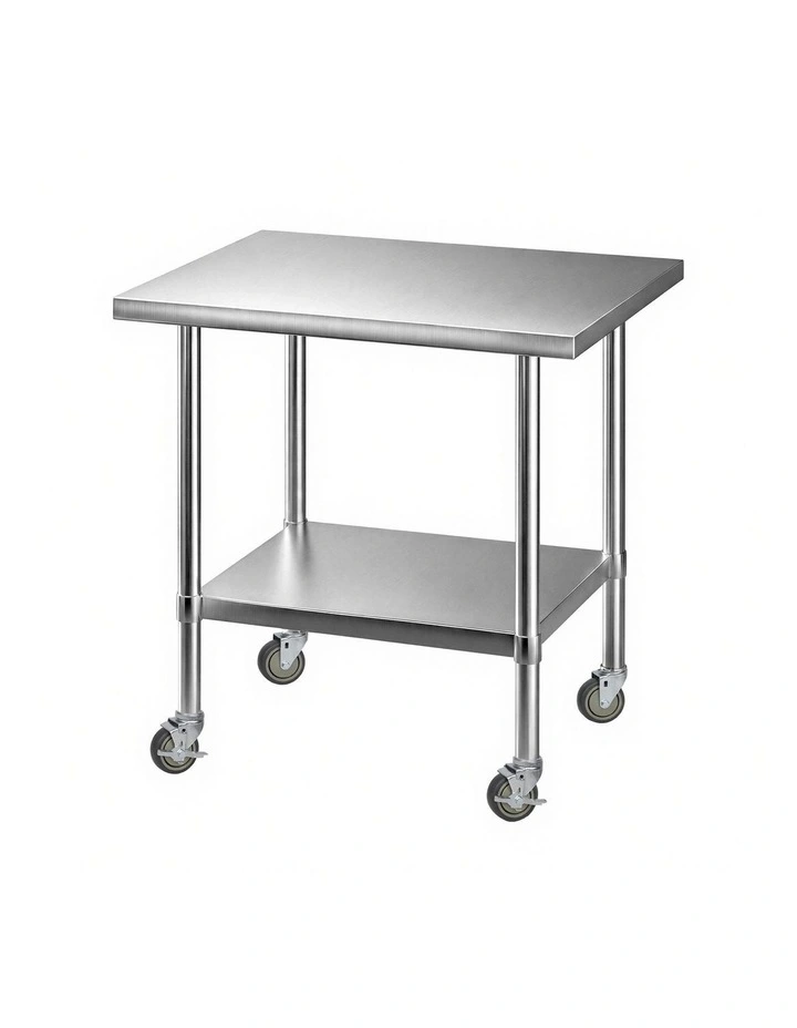 Cefito 914x762mm Stainless Steel Kitchen Bench w/ Splashback Work Table Prep Bench Commercial 430 image 1