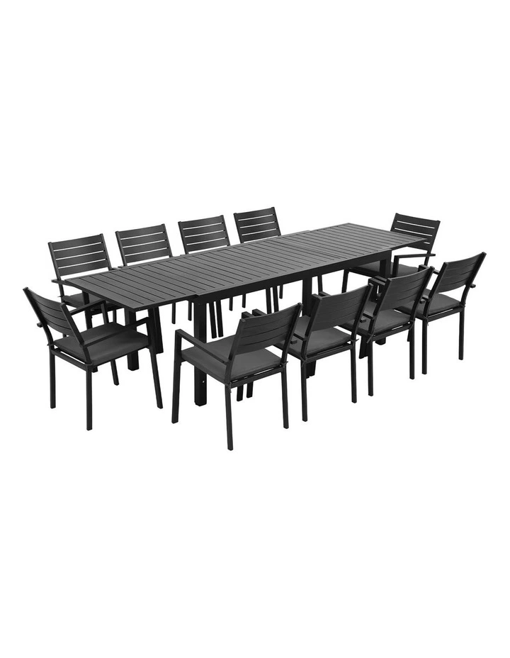 Gardeon Outdoor Dining Set 11PCS Aluminum Extendable Table and Chairs Patio Furniture Black image 1