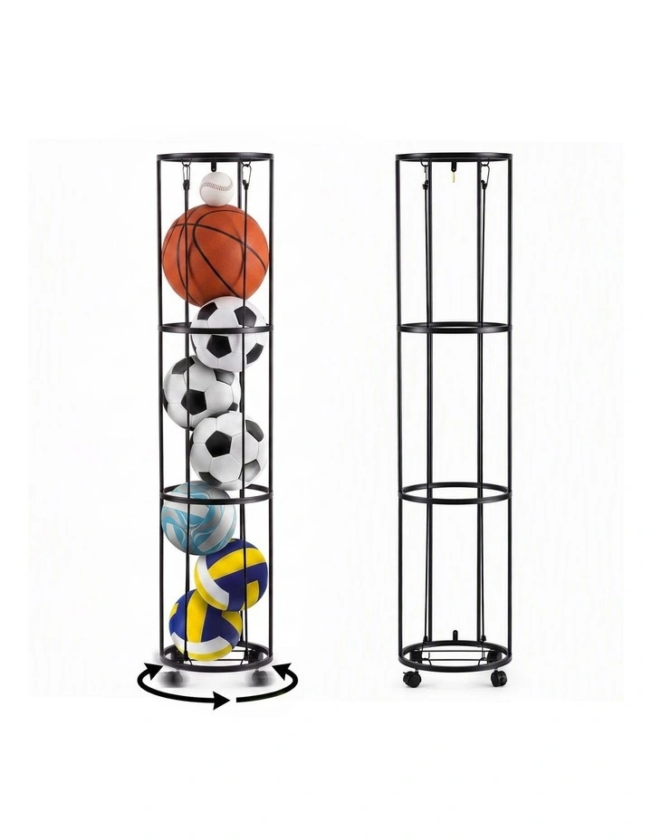 Everfit Vertical Ball Storage Rack with Wheels Sports Equipment Organiser image 1