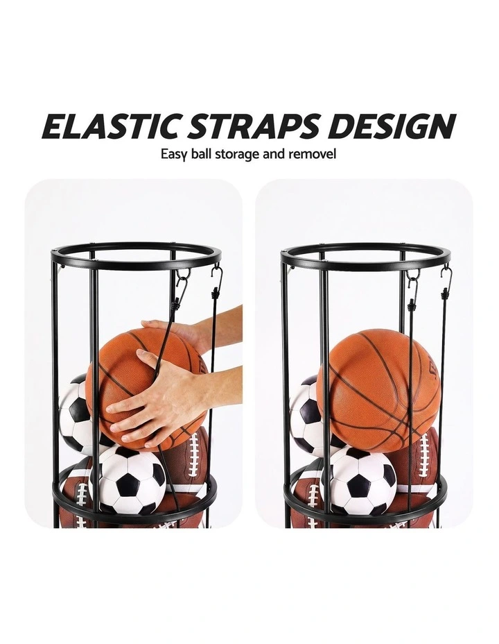 Everfit Vertical Ball Storage Rack with Wheels Sports Equipment Organiser image 4