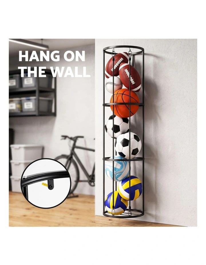 Everfit Vertical Ball Storage Rack with Wheels Sports Equipment Organiser image 5