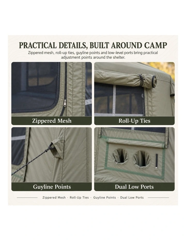 Weisshorn Inflatable Cabin Camping Tent Olive Green Mesh Entry 520x360cm image 4