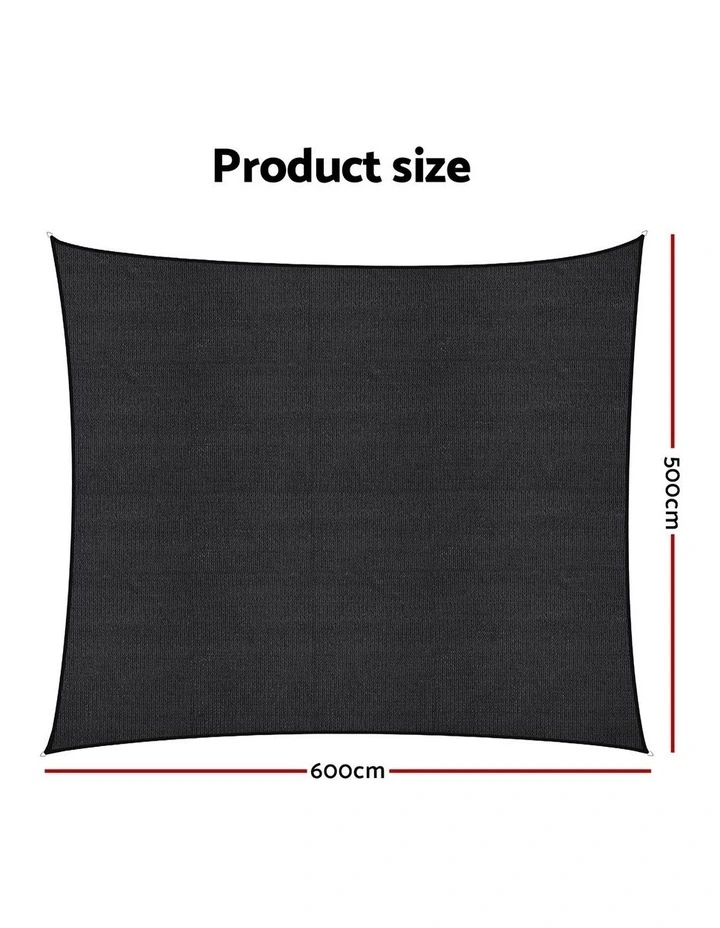 Instahut Sun Shade Sail Cloth 98% UV Block Outdoor Canopy Rectangle 5X6M Black image 2