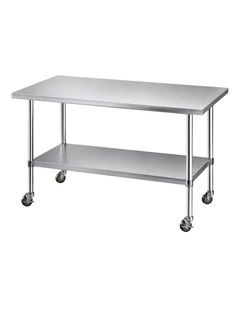 Cefito 1524x762mm Stainless Steel Kitchen Bench w/ Splashback Work Table Prep Bench Commercial 430