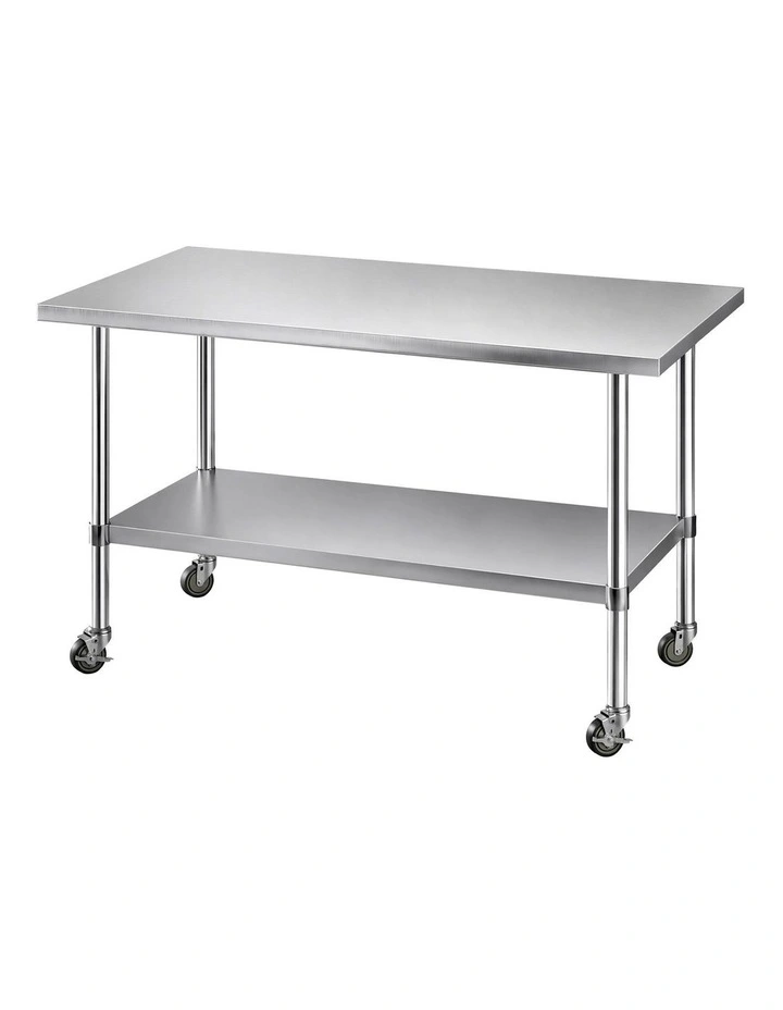 Cefito 1524x762mm Stainless Steel Kitchen Bench w/ Splashback Work Table Prep Bench Commercial 430 image 1