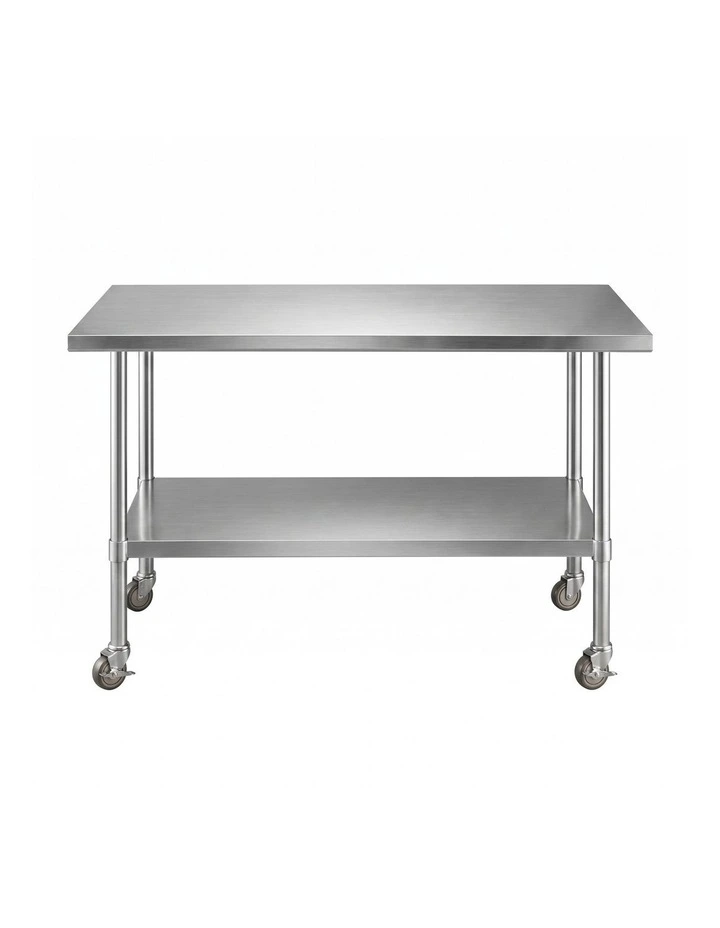 Cefito 1524x762mm Stainless Steel Kitchen Bench w/ Splashback Work Table Prep Bench Commercial 430 image 3