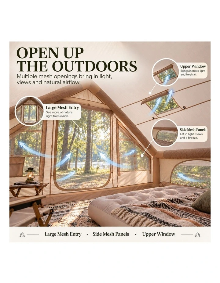 Weisshorn A-Frame Inflatable Air Tent with Mesh Windows, Family Glamping image 6