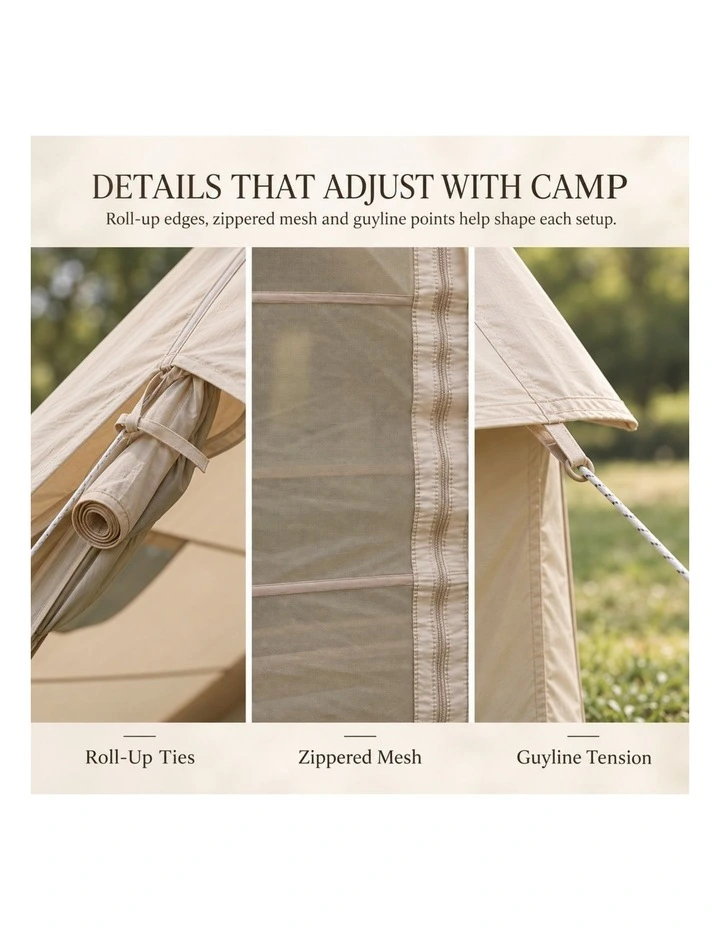 Weisshorn Inflatable A-Frame Camping Tent Large Outdoor Glamping Beige image 3
