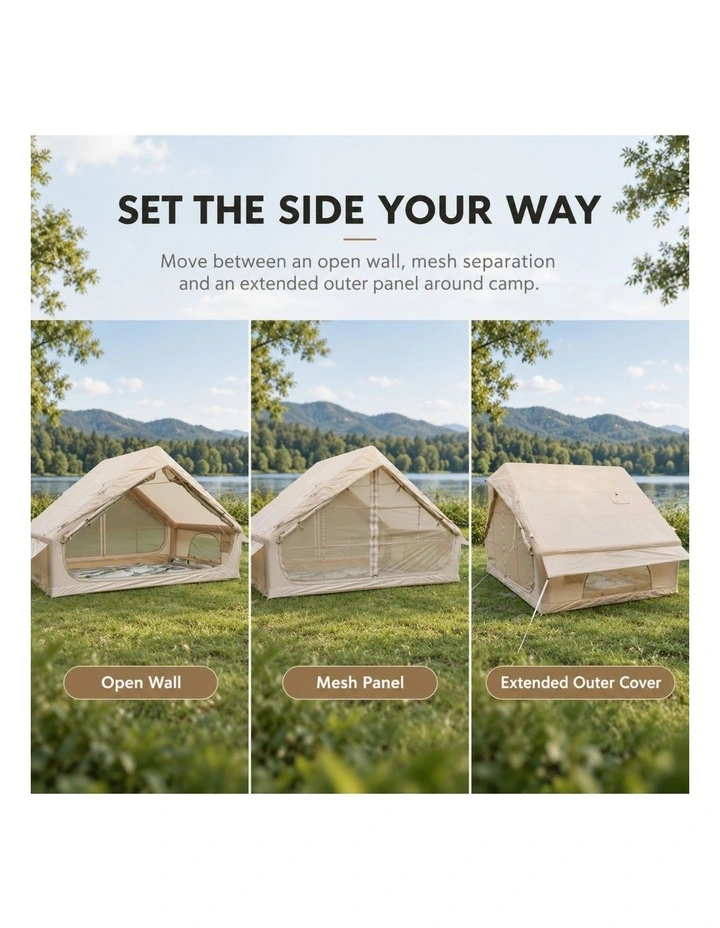 Weisshorn Inflatable A-Frame Camping Tent Large Outdoor Glamping Beige image 6