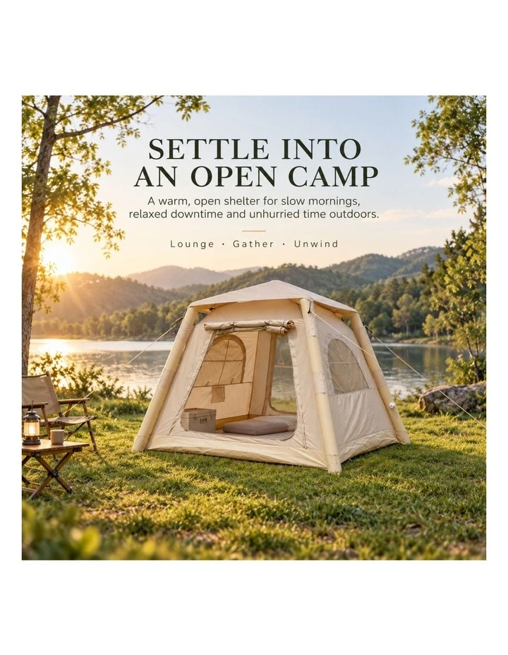 Weisshorn Inflatable Camping Tent Dual End Doors Arched Windows 300x400cm image 2