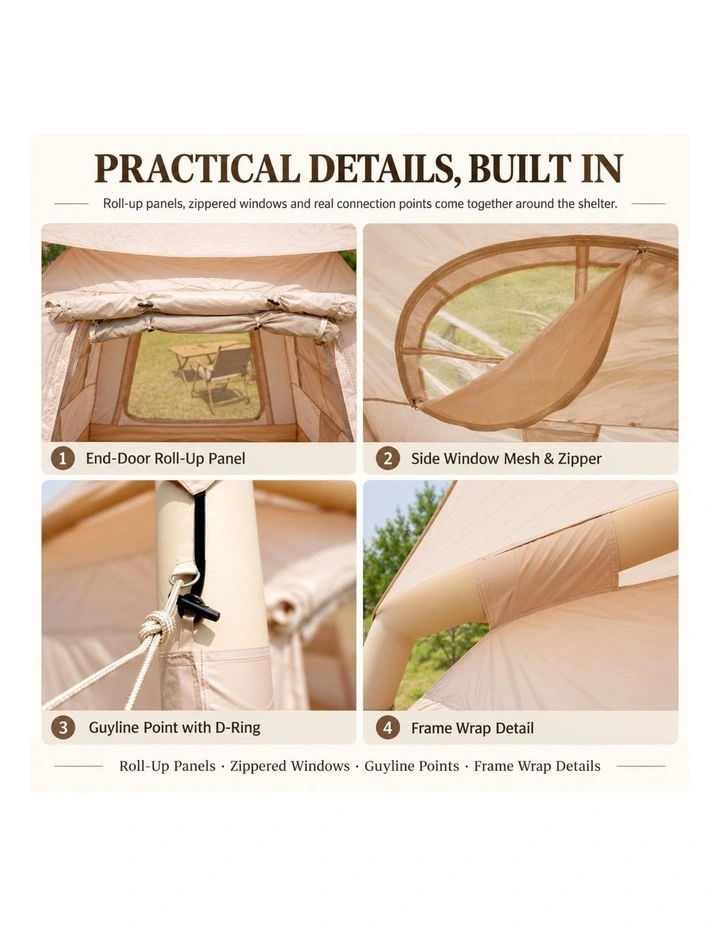 Weisshorn Inflatable Camping Tent Dual End Doors Arched Windows 300x400cm image 3