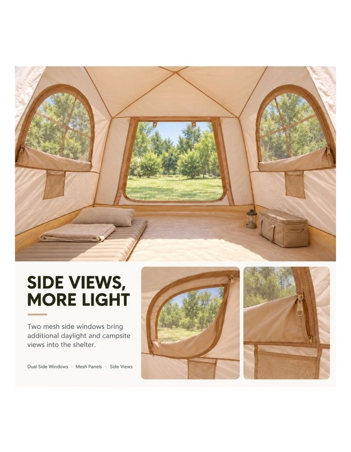 Weisshorn Inflatable Camping Tent Dual End Doors Arched Windows 300x400cm image 6