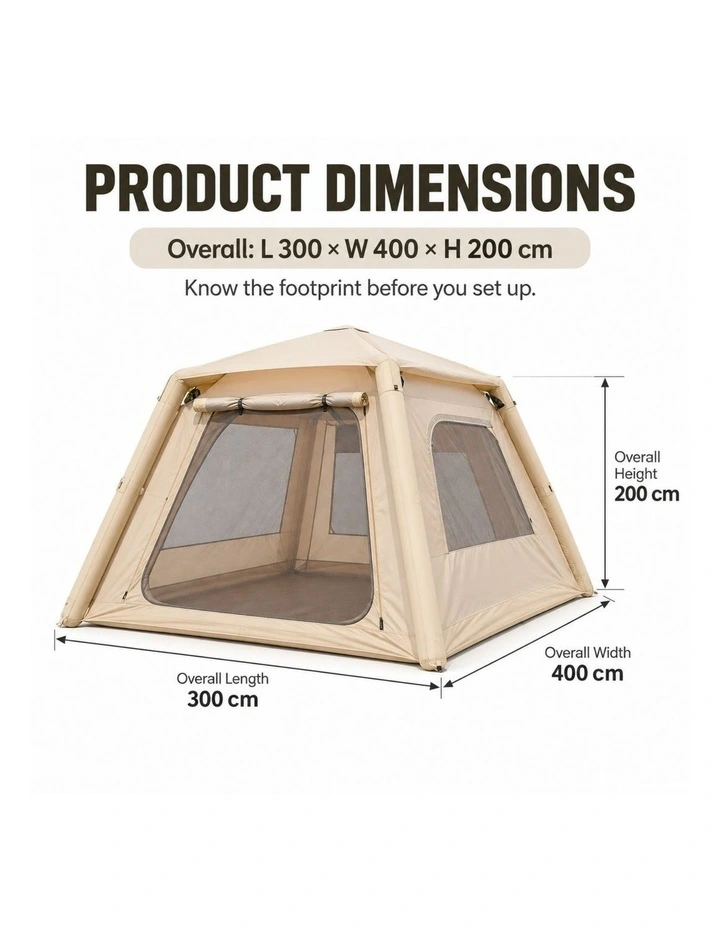 Weisshorn Inflatable Camping Tent Dual End Doors Arched Windows 300x400cm image 7